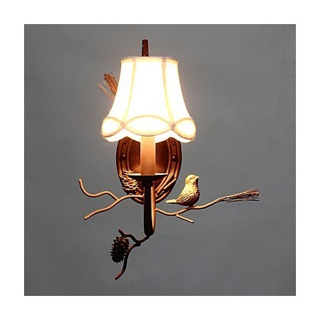 Észak-amerikai vintage fém műgyanta madár és fenyőtoboz fali lámpa, illik a nappaliba, az étkezőbe