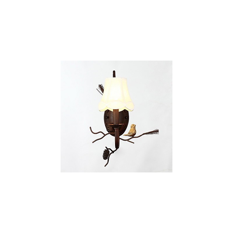 Észak-amerikai vintage fém műgyanta madár és fenyőtoboz fali lámpa, illik a nappaliba, az étkezőbe