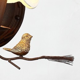 Észak-amerikai vintage fém műgyanta madár és fenyőtoboz fali lámpa, illik a nappaliba, az étkezőbe