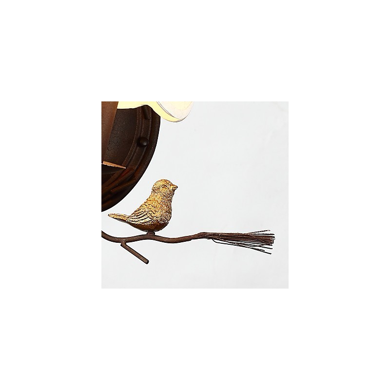 Észak-amerikai vintage fém műgyanta madár és fenyőtoboz fali lámpa, illik a nappaliba, az étkezőbe