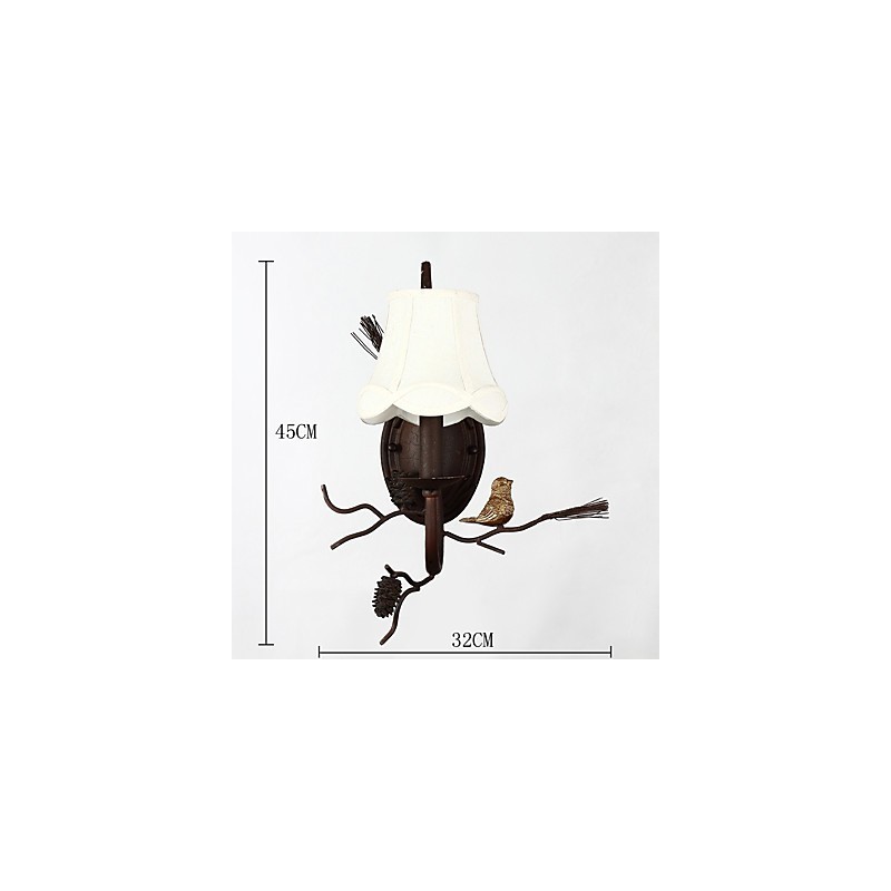 Észak-amerikai vintage fém műgyanta madár és fenyőtoboz fali lámpa, illik a nappaliba, az étkezőbe