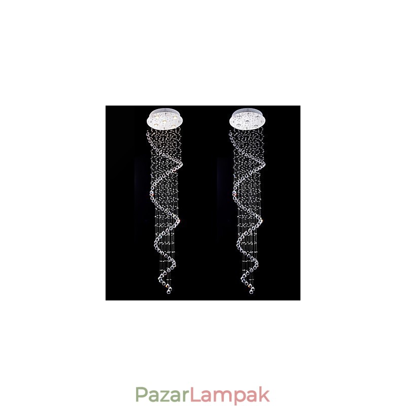 Kristály függesztékes csillár világítás 5 lámpa ezüst baldachinos átlátszó K9 Crystal Helix mennyezeti lámpák