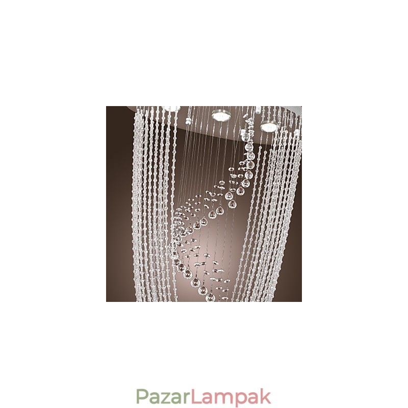 Modern, modern kristály króm csillár süllyesztett tartó
