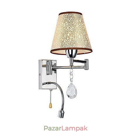 Fali lámpa hálószoba olvasólámpához Szövet lámpa Modern kortárs Country króm funkció a kristály lengőkarhoz Fali lámpa hálószoba olvasólámpához Szövet lámpa Modern kortárs Country króm funkció a kristály lengőkarhoz
