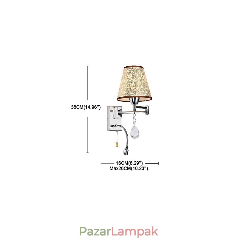Fali lámpa hálószoba olvasólámpához Szövet lámpa Modern kortárs Country króm funkció a kristály lengőkarhoz