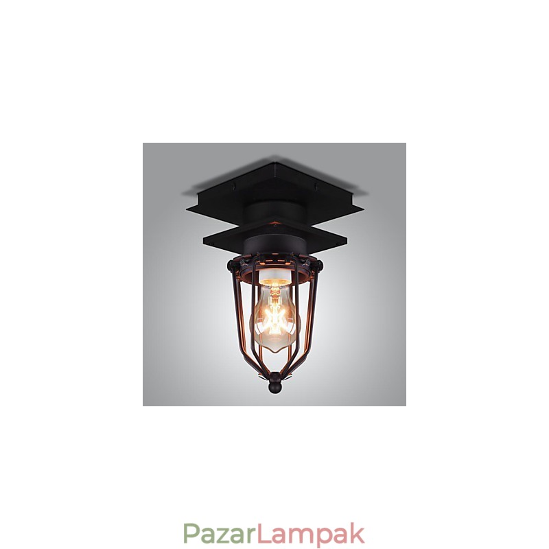 Retro kovácsolt fali lámpa egyfejű antik emlékeztető lámpa loft amerikai vas vintage kis ketreces mennyezeti lámpa