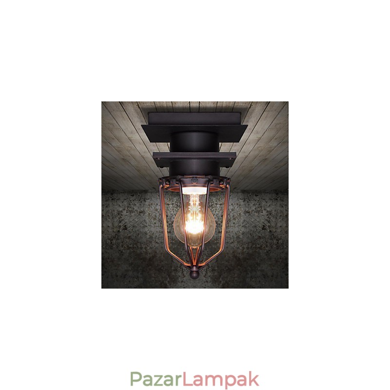 Retro kovácsolt fali lámpa egyfejű antik emlékeztető lámpa loft amerikai vas vintage kis ketreces mennyezeti lámpa