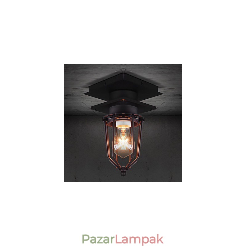 Retro kovácsolt fali lámpa egyfejű antik emlékeztető lámpa loft amerikai vas vintage kis ketreces mennyezeti lámpa