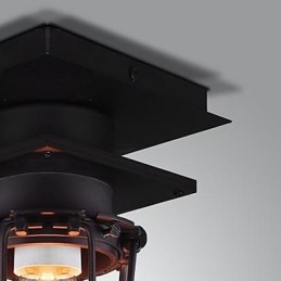 Retro kovácsolt fali lámpa egyfejű antik emlékeztető lámpa loft amerikai vas vintage kis ketreces mennyezeti lámpa