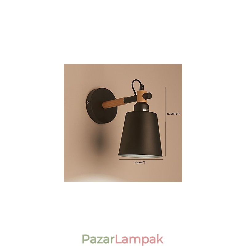 Vintage fa Art Deco fém Fém rusztikus falikar Nappali Étkező Előszoba Fali lámpa Fekete Fehér Választható
