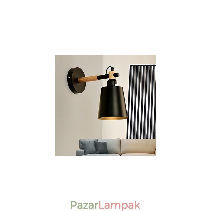 Vintage fa Art Deco fém Fém rusztikus falikar Nappali Étkező Előszoba Fali lámpa Fekete Fehér Választható
