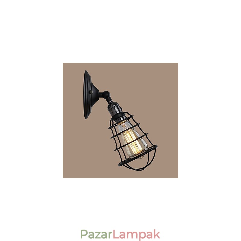 Kapcsolóval Vintage 1 Könnyűipari fekete fém ketrec tetőtéri fali lámpa Nappali Étkező Előszoba Kávézó Bárok Bár Falikar