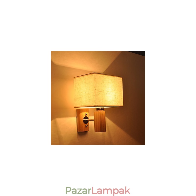 Egyszerű fali lámpa éjjeli íróasztali lámpa szövet ernyővel és tömör fával hálószoba öltözőhöz nappali babaszobához