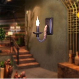 Kender kötél Retro fali lámpa Creative Personality Bar Iron gyertya lámpa