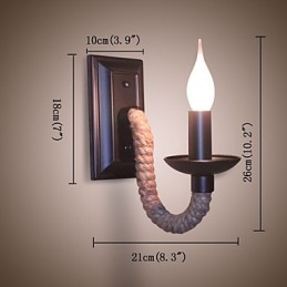 Kender kötél Retro fali lámpa Creative Personality Bar Iron gyertya lámpa