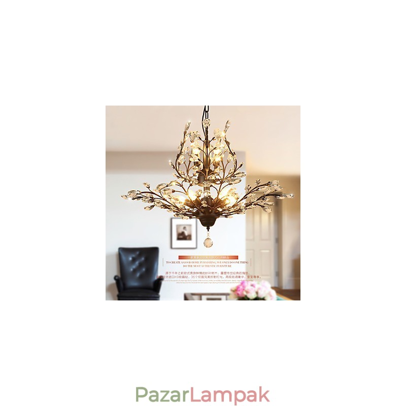 Vintage Crystal süllyesztett 8 fényű fémfestmény fekete VAGY arany