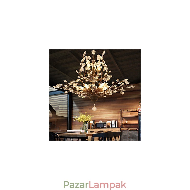 Vintage Crystal süllyesztett 8 fényű fémfestmény fekete VAGY arany