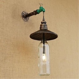 Edison Retro Dekoratív Water Pipe Borosüveg Fali lámpa Fali lámpa