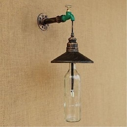 Edison Retro Dekoratív Water Pipe Borosüveg Fali lámpa Fali lámpa