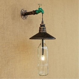Edison Retro Dekoratív Water Pipe Borosüveg Fali lámpa Fali lámpa