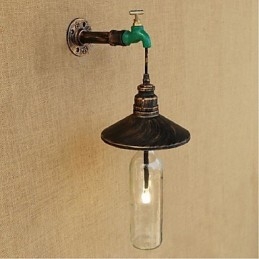 Edison Retro Dekoratív Water Pipe Borosüveg Fali lámpa Fali lámpa