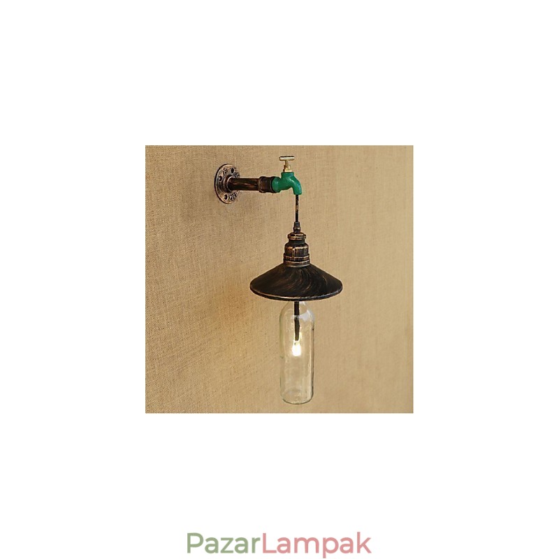 Edison Retro Dekoratív Water Pipe Borosüveg Fali lámpa Fali lámpa