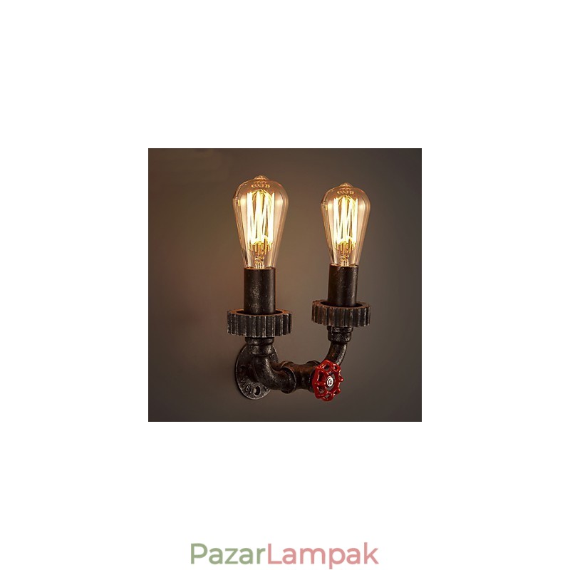 2 Fej Vintage Ipari Fém Fali Lámpák Étterem Kávézó Bár Dekorációs világítás