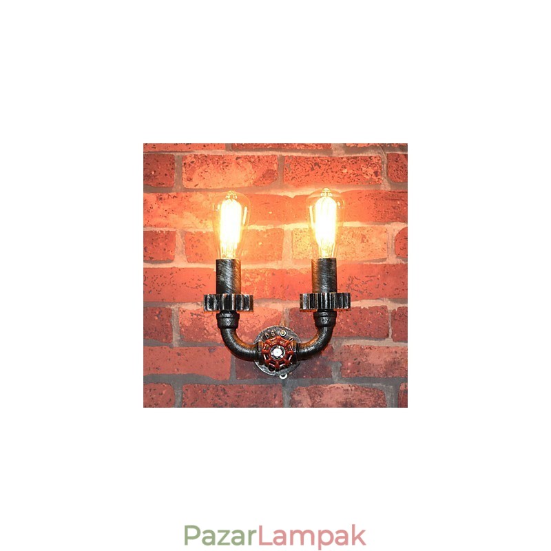 2 Fej Vintage Ipari Fém Fali Lámpák Étterem Kávézó Bár Dekorációs világítás