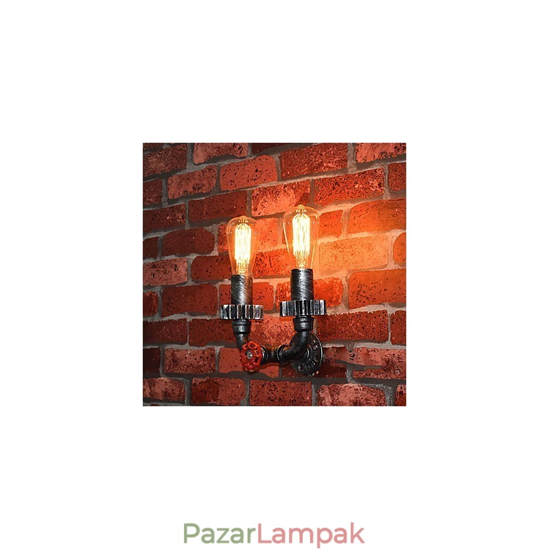 2 Fej Vintage Ipari Fém Fali Lámpák Étterem Kávézó Bár Dekorációs világítás