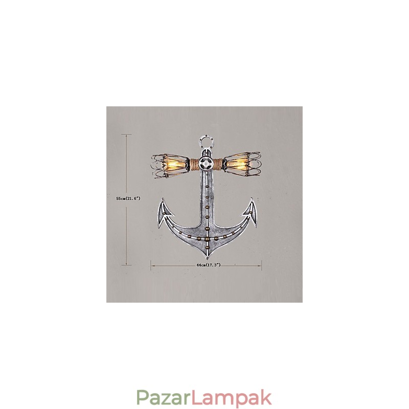 Vintage ipari fali lámpák fa csónak horgony alakja kreatív étterem kávézó bár dekor világítás