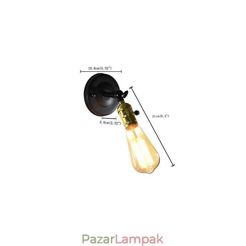 Vas fali lámpa fekete egyszerű retro fali lámpa egyfejű dekoratív fali lámpa európai stílusú