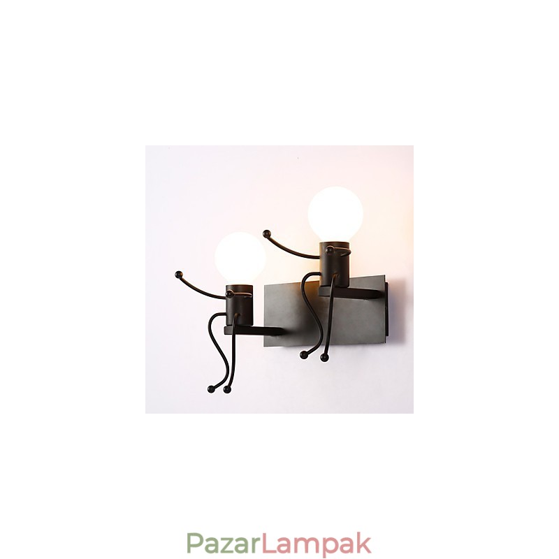 Robot alakú Vintage fém ipari loft rusztikus falikar bár kávézó bejárati előszoba fali lámpa fekete fehér opcionális