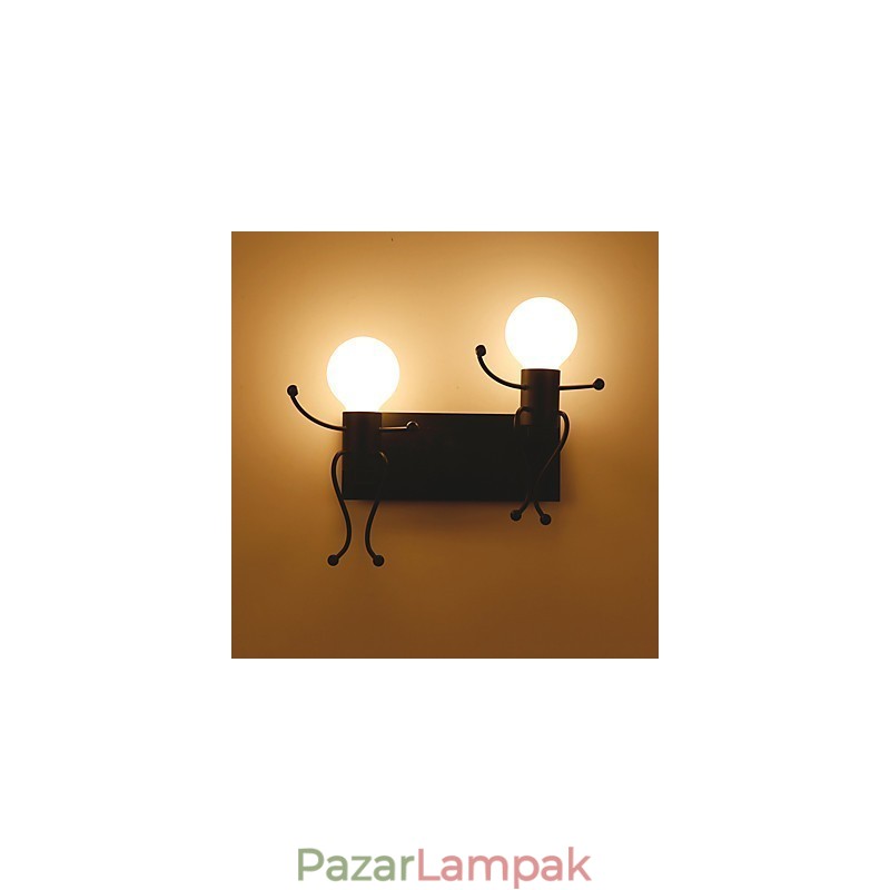 Robot alakú Vintage fém ipari loft rusztikus falikar bár kávézó bejárati előszoba fali lámpa fekete fehér opcionális
