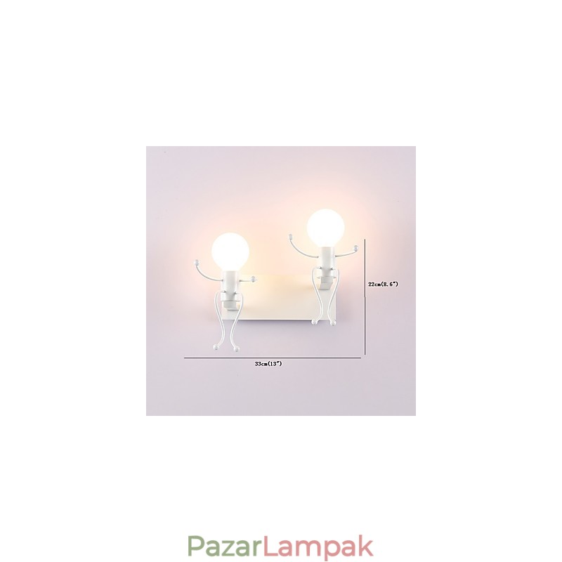 Robot alakú Vintage fém ipari loft rusztikus falikar bár kávézó bejárati előszoba fali lámpa fekete fehér opcionális