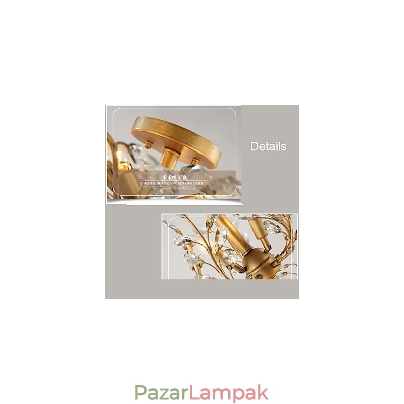 Vintage Crystal süllyesztett 8 fényű fémfestmény fekete VAGY arany