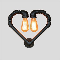 Vintage Water Pipe Loving Heart Kreatív fali lámpák Ipari nappali Étterem Bárok Kávézó dekoráció Falikarok
