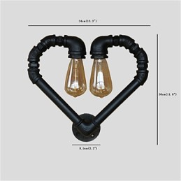 Vintage Water Pipe Loving Heart Kreatív fali lámpák Ipari nappali Étterem Bárok Kávézó dekoráció Falikarok