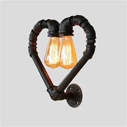 Vintage Water Pipe Loving Heart Kreatív fali lámpák Ipari nappali Étterem Bárok Kávézó dekoráció Falikarok