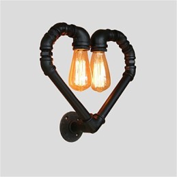 Vintage Water Pipe Loving Heart Kreatív fali lámpák Ipari nappali Étterem Bárok Kávézó dekoráció Falikarok