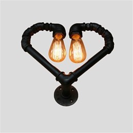 Vintage Water Pipe Loving Heart Kreatív fali lámpák Ipari nappali Étterem Bárok Kávézó dekoráció Falikarok
