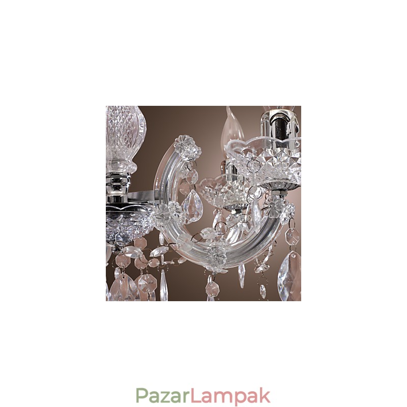 Upligh króm mennyezeti lámpa gyertyafény akril lámpatest csillár medál