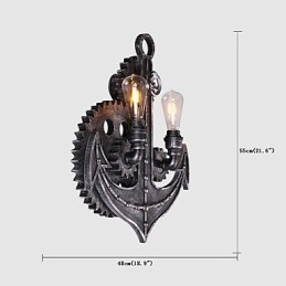 Vintage ipari fali lámpák Wood Gear Shape Kreatív forgatható lámpák Étterem Kávézó Bár Dekorációs világítás