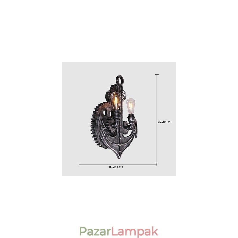 Vintage ipari fali lámpák Wood Gear Shape Kreatív forgatható lámpák Étterem Kávézó Bár Dekorációs világítás