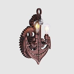 Vintage ipari fali lámpák Wood Gear Shape Kreatív forgatható lámpák Étterem Kávézó Bár Dekorációs világítás