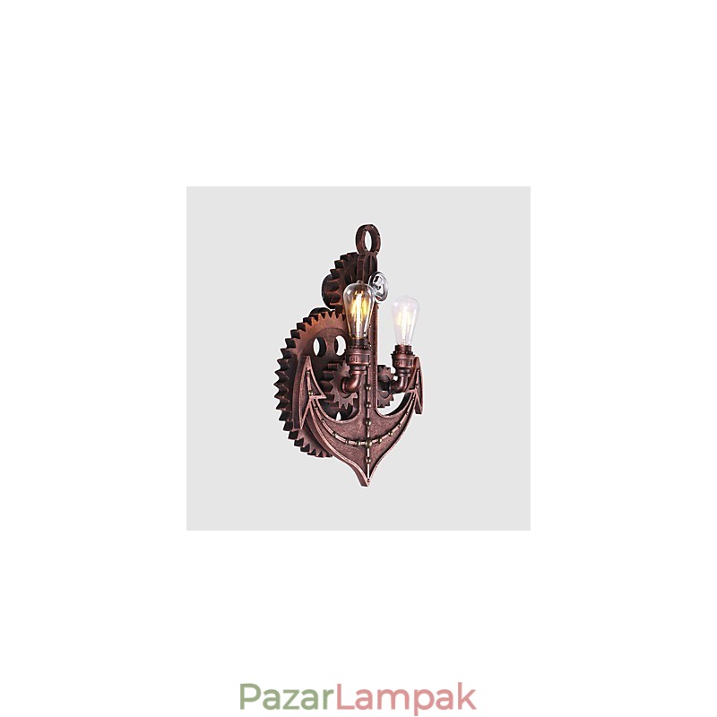Vintage ipari fali lámpák Wood Gear Shape Kreatív forgatható lámpák Étterem Kávézó Bár Dekorációs világítás