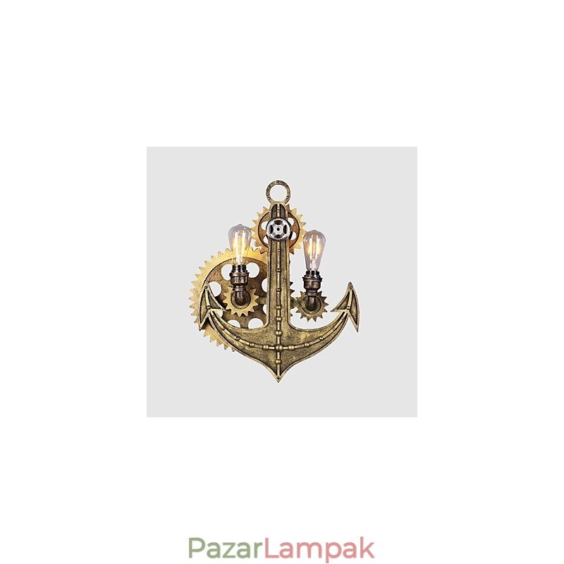 Vintage ipari fali lámpák Wood Gear Shape Kreatív forgatható lámpák Étterem Kávézó Bár Dekorációs világítás