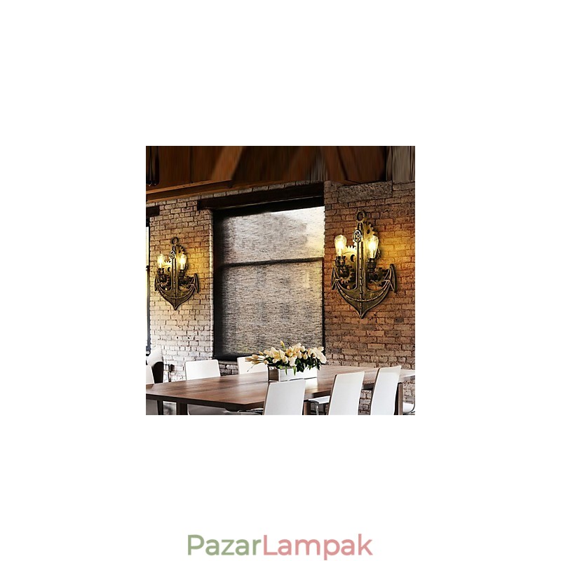 Vintage ipari fali lámpák Wood Gear Shape Kreatív forgatható lámpák Étterem Kávézó Bár Dekorációs világítás