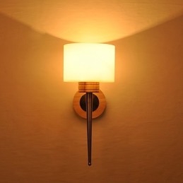 Egyszerű fali lámpa éjjeli íróasztali lámpa üvegernyővel és tömörfával hálószoba öltözőhöz nappali babaszobához