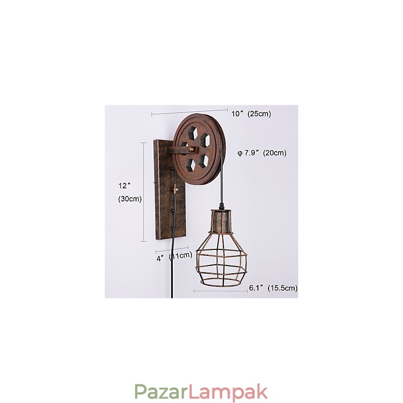 Ipari Retro vas fali lámpa Kreatív személyiség emelő csiga fali lámpa