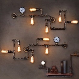Loft ipari fali lámpák Antik Edison fali lámpák izzókkal Vintage Pipe fali lámpa nappali világításhoz
